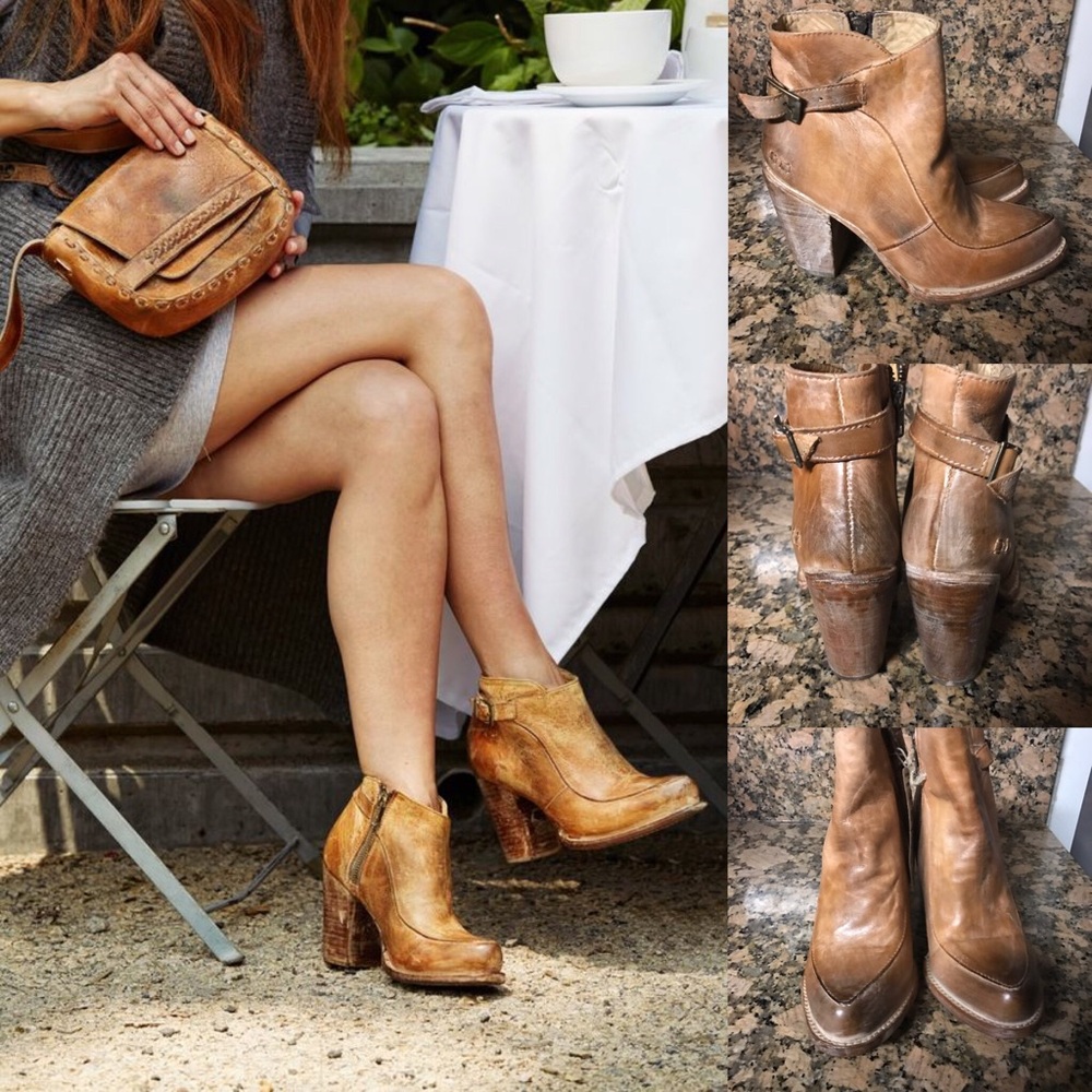 Bed Stu Tan Leather Ankle Booties